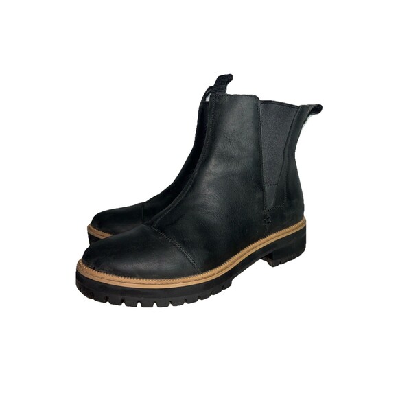 TOMS Dakota Water Resistant Black Leather Chelsea Lug Boot Bootie 9 US 40 EUR - Picture 4 of 12